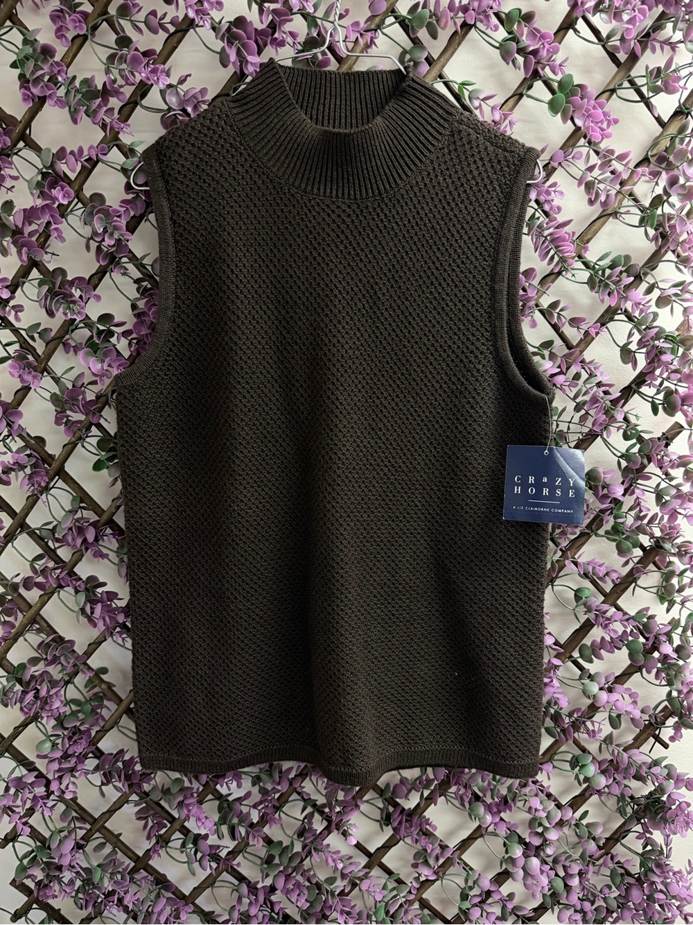 Liz Claiborne Women’s Sleeveless Knit Sweater Vest - Dark Brown